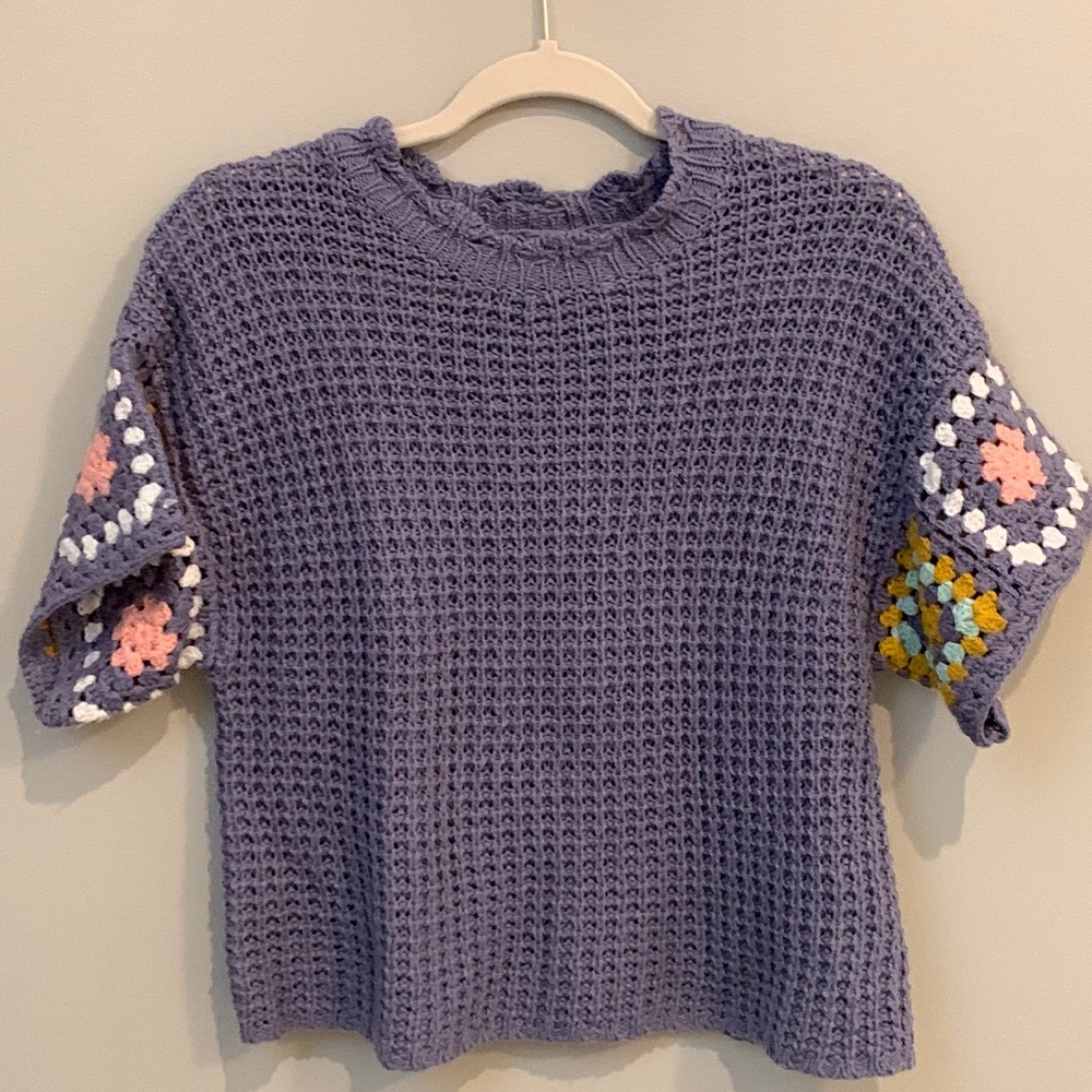 Universal Thread Crochet Knit Short Sleeve Sweater Blouse Top Size M NWOT - Picture 1 of 4